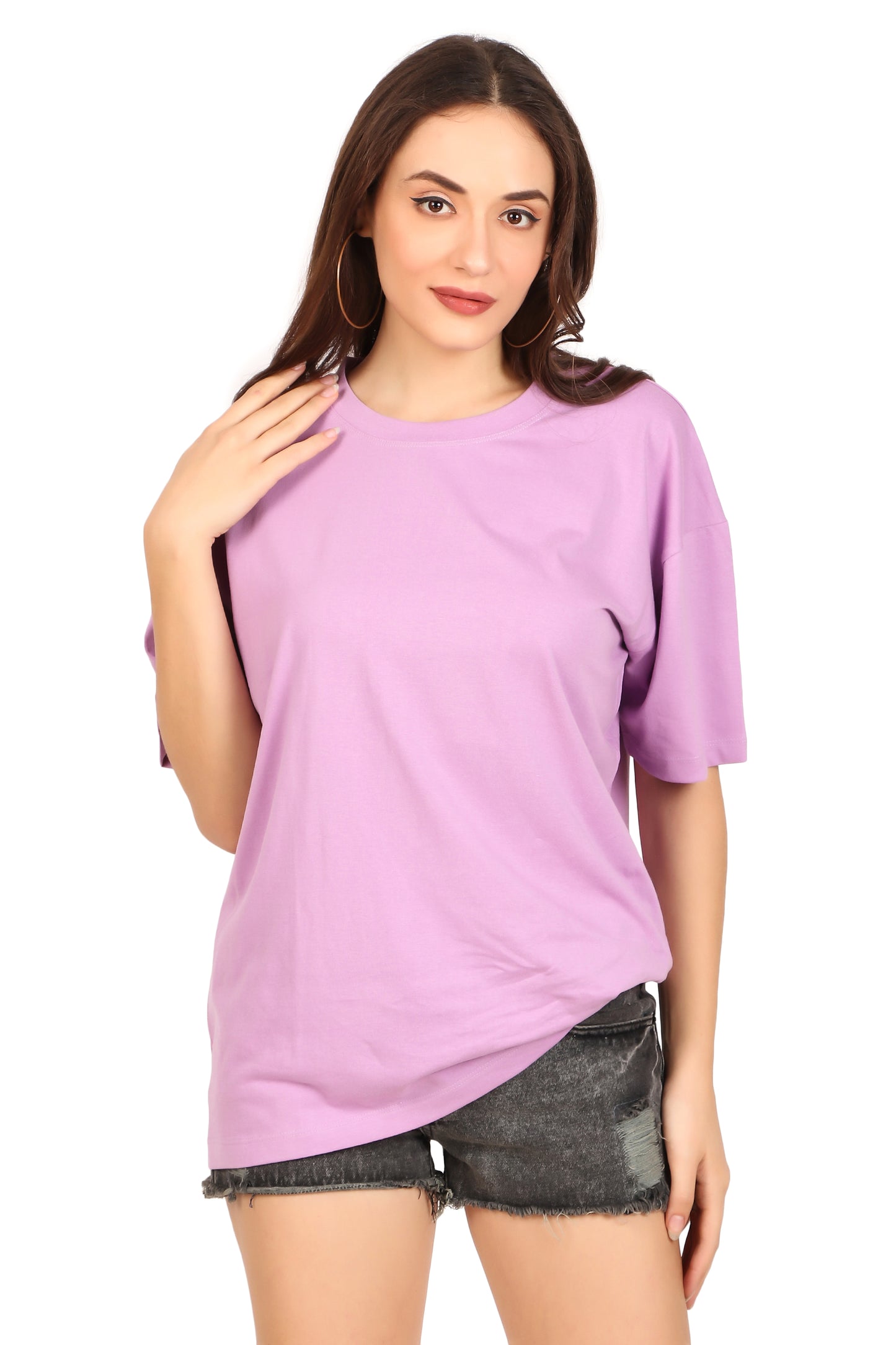 Basic 100% Cotton Oversized Lavender T Shirt