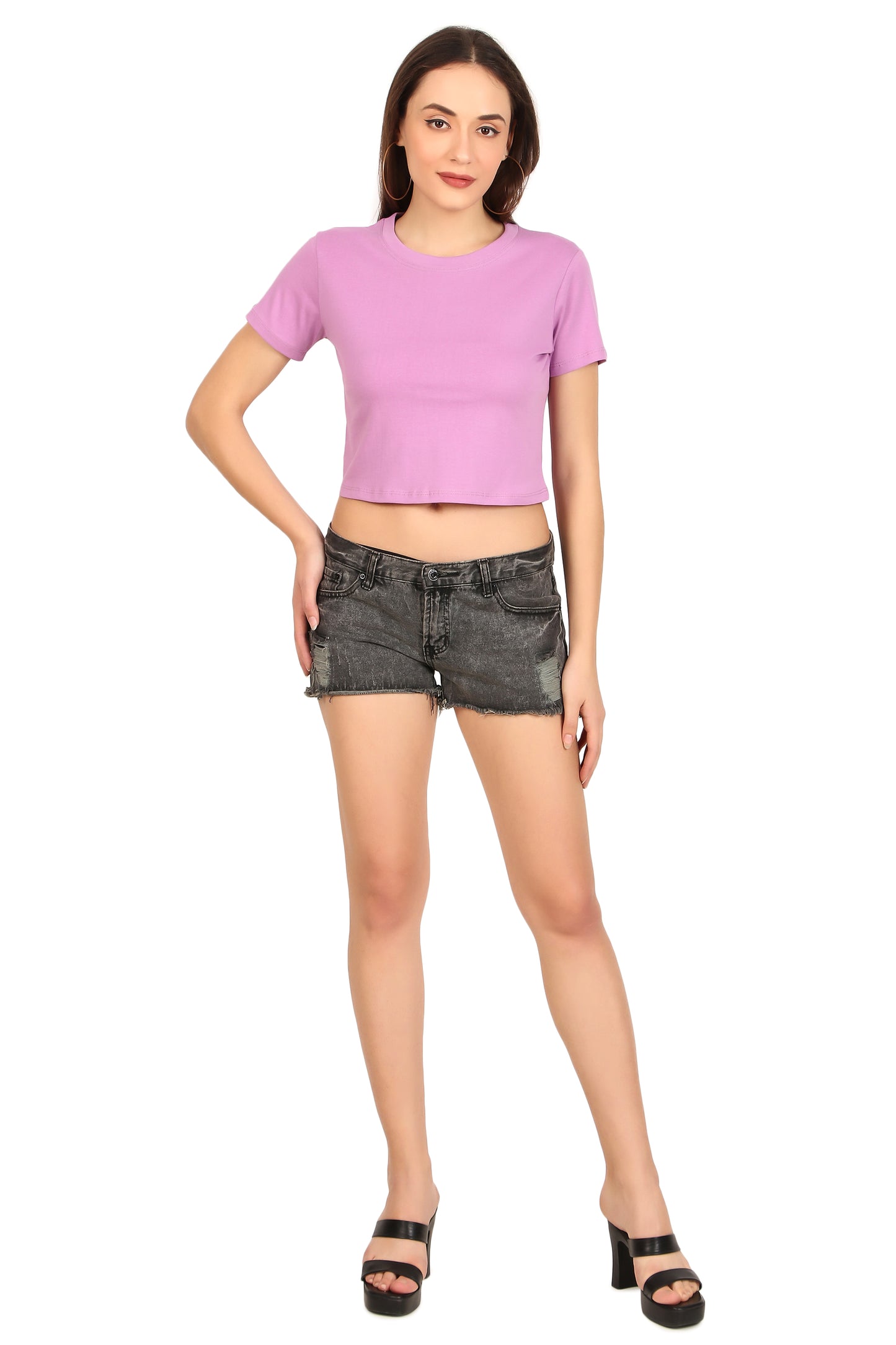 Basics - Lavender Crop Top 100% breathable Cotton