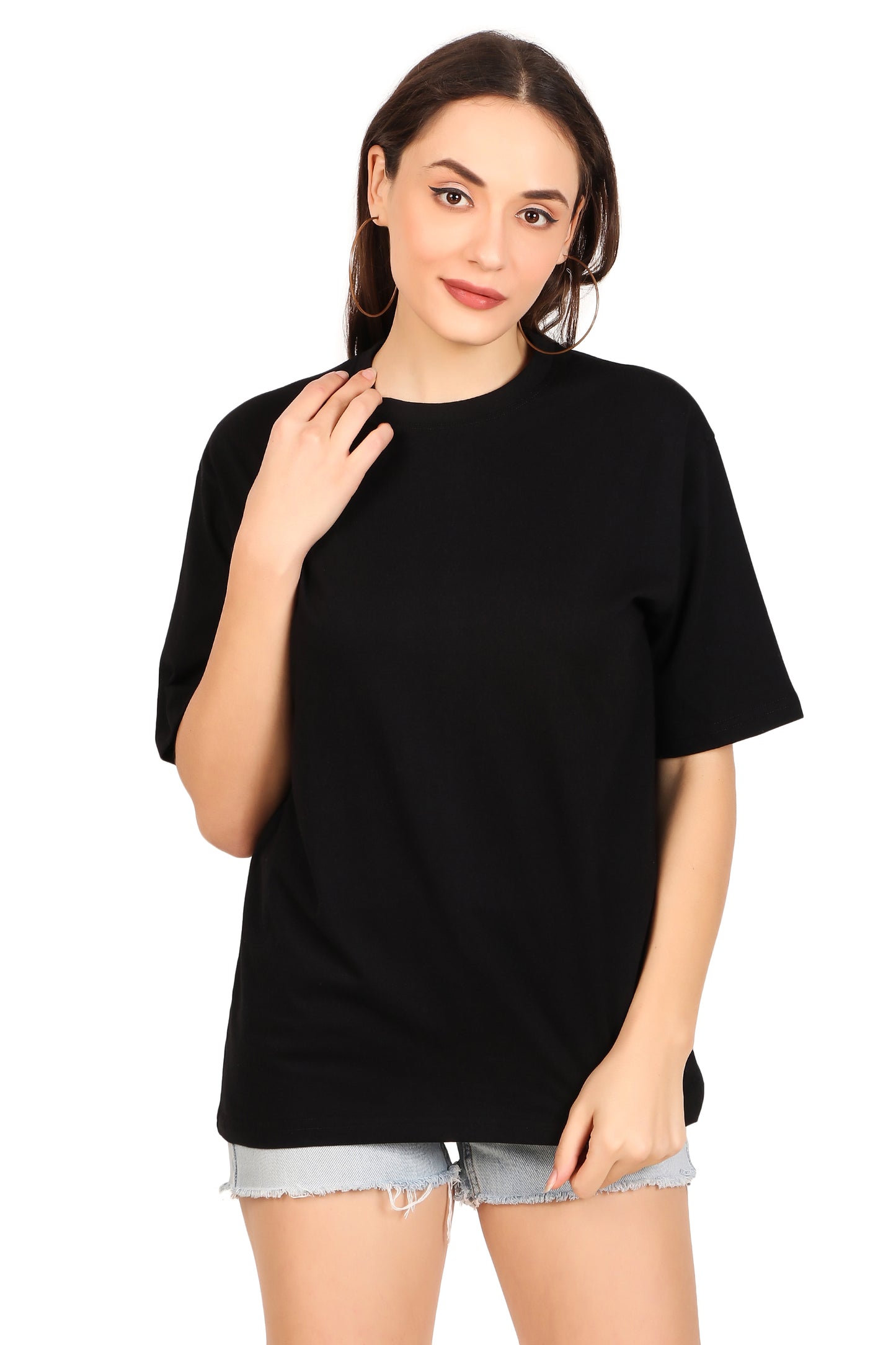 Basic 100% Cotton Oversized Black T Shirt