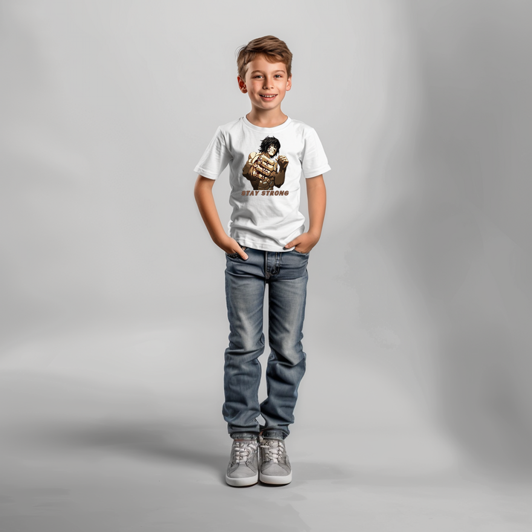 Ohma Tokita RoundNeck_WhiteHalfSleeve_Kids_160basics