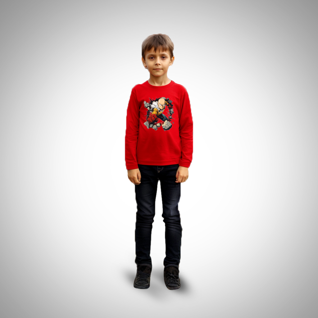 One-Punch Man RoundNeck_RedfullSleeve_Kids_160basics
