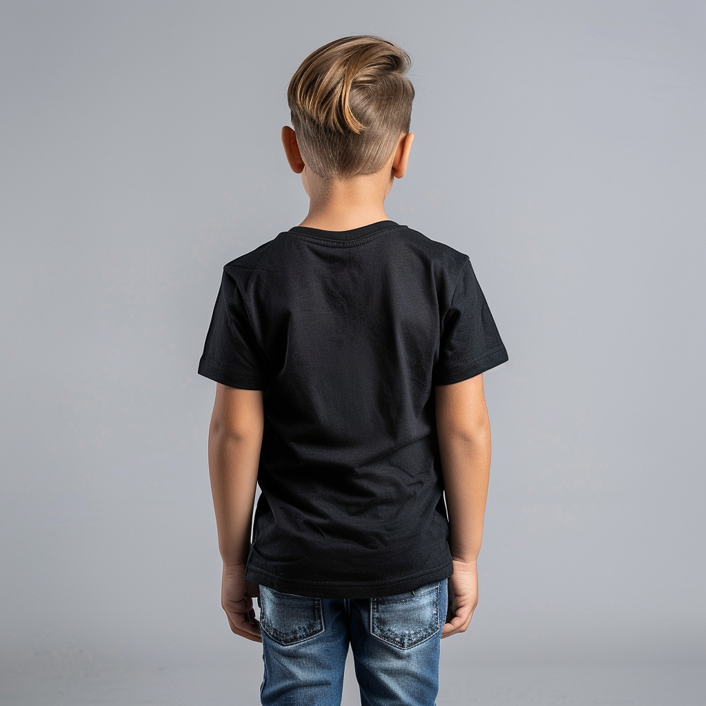 Ohma Tokita_RoundNeck_BlackHalfSleeve_Kids_160basics
