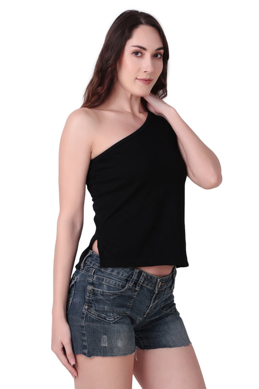 Basic Black one shoulder Tank Top