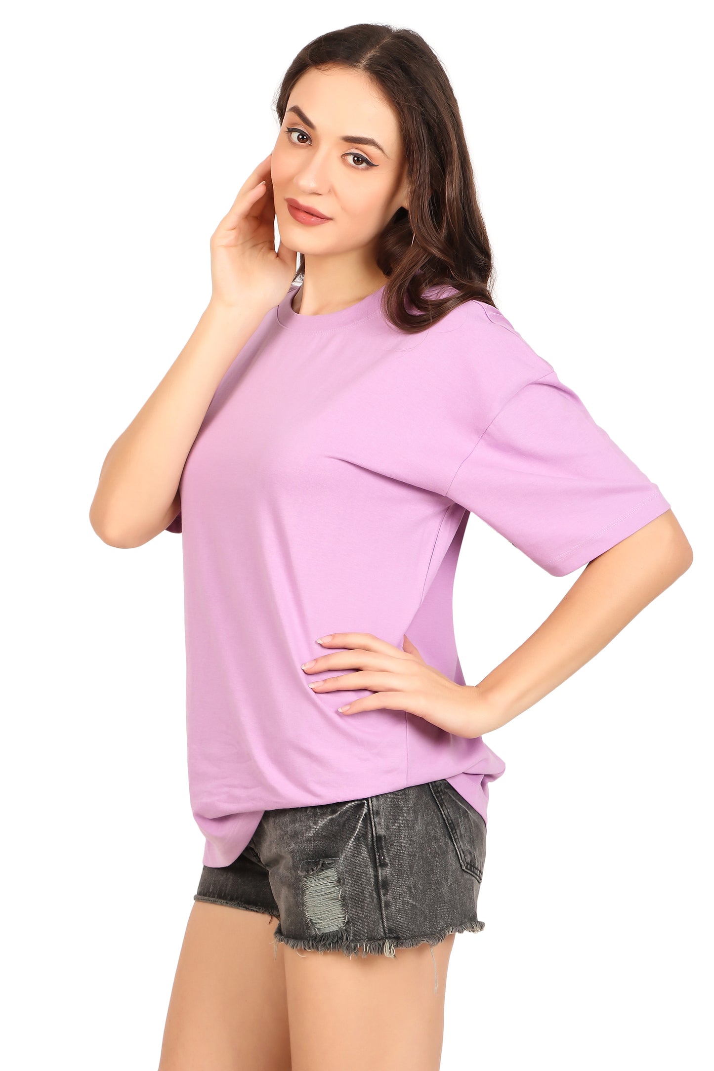 Basic 100% Cotton Oversized Lavender T Shirt