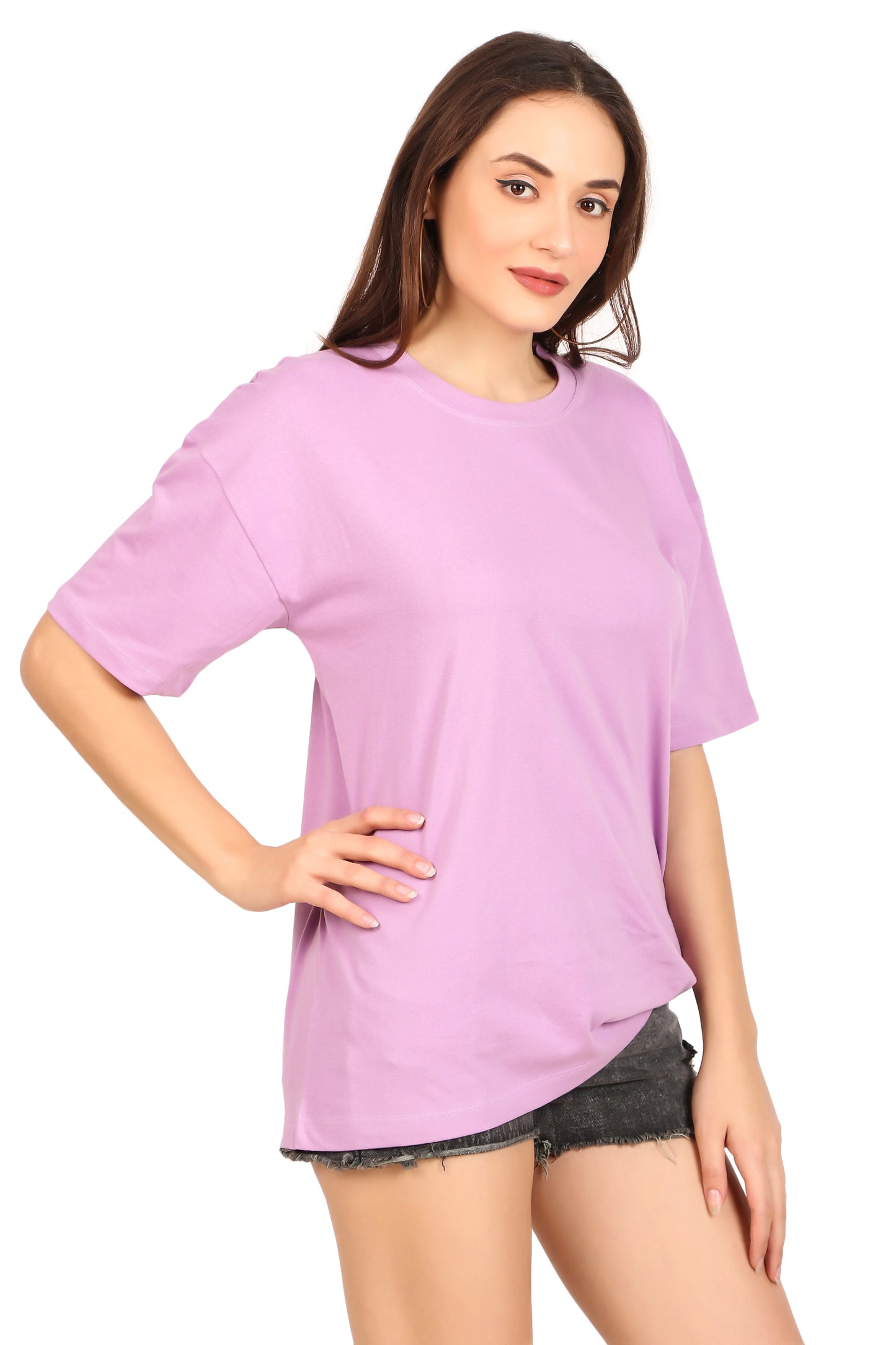 Basic 100% Cotton Oversized Lavender T Shirt