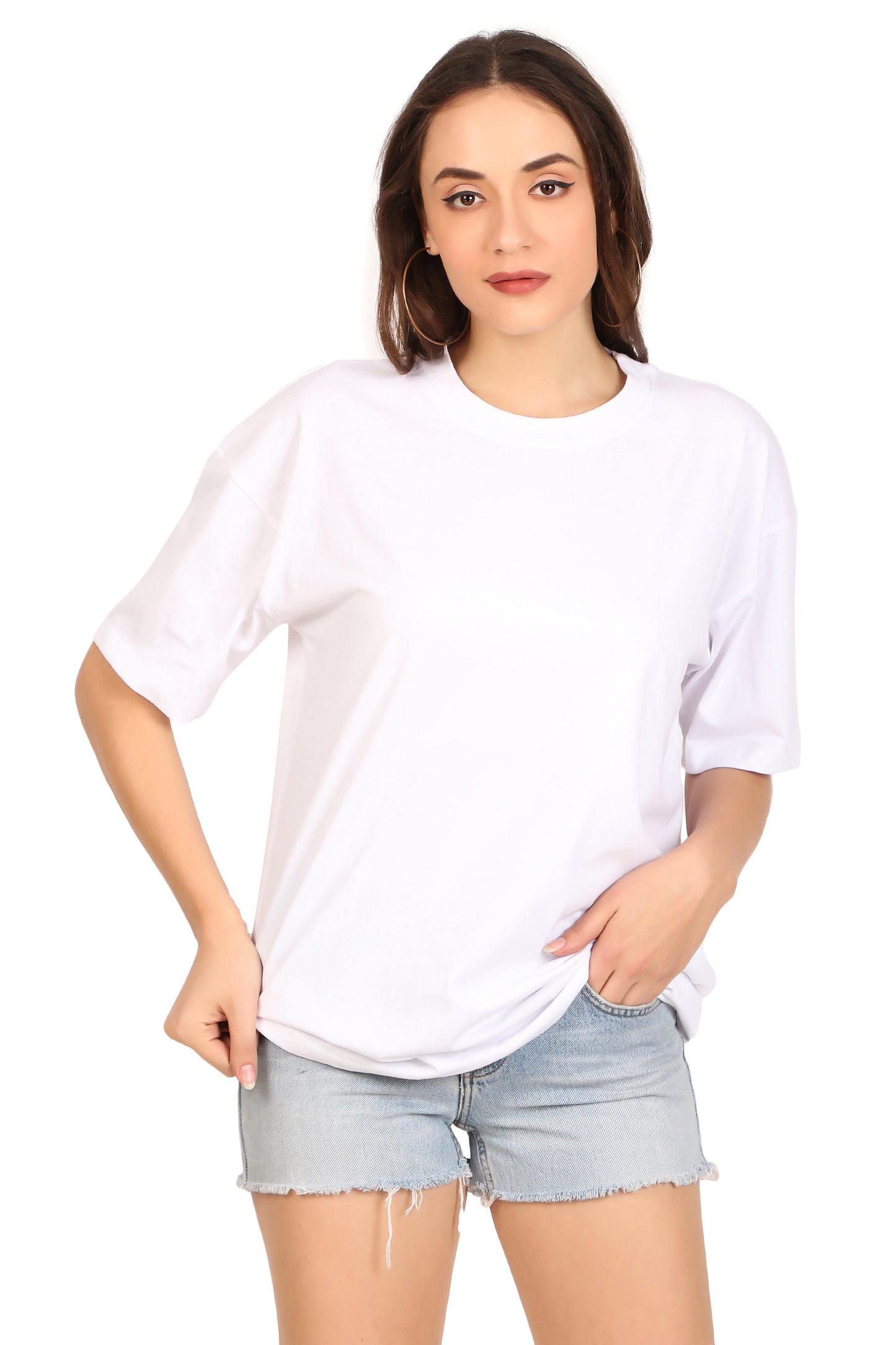 Basic 100% Cotton Oversized White T Shirt
