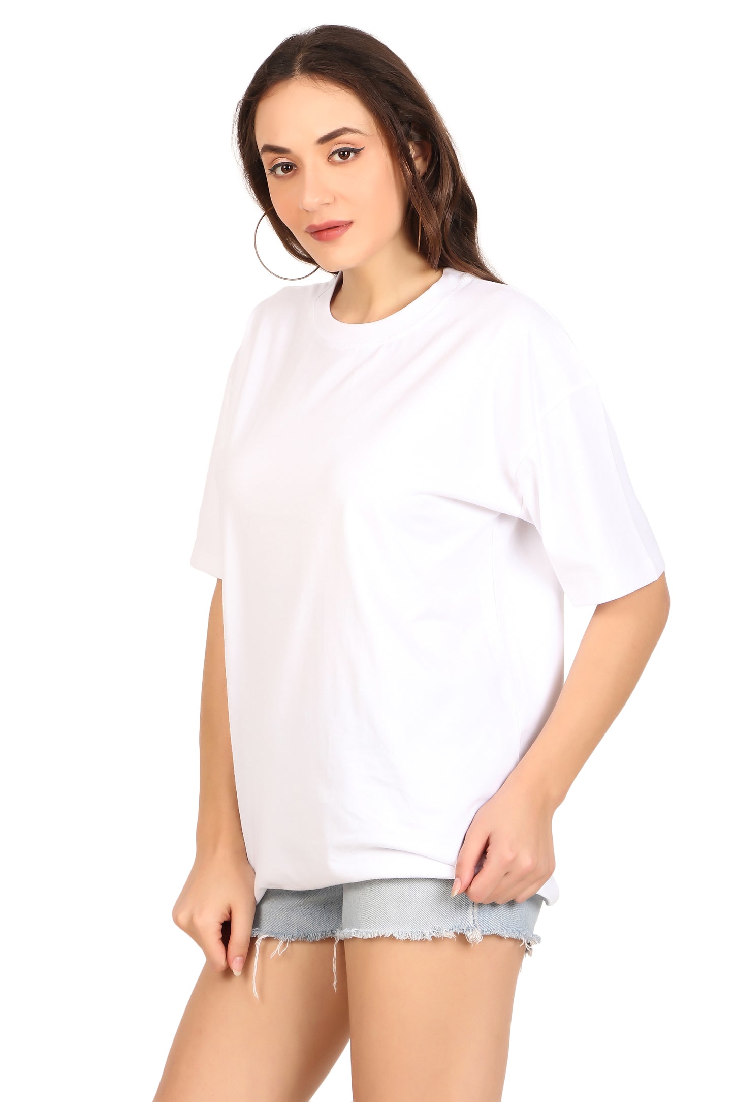 Basic 100% Cotton Oversized White T Shirt