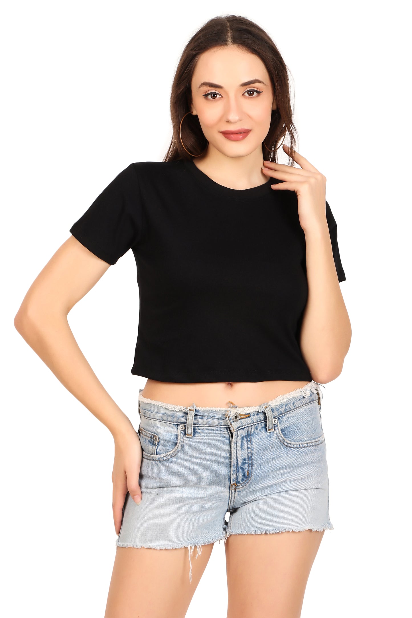 Basics -Black Crop Top 100% breathable Cotton