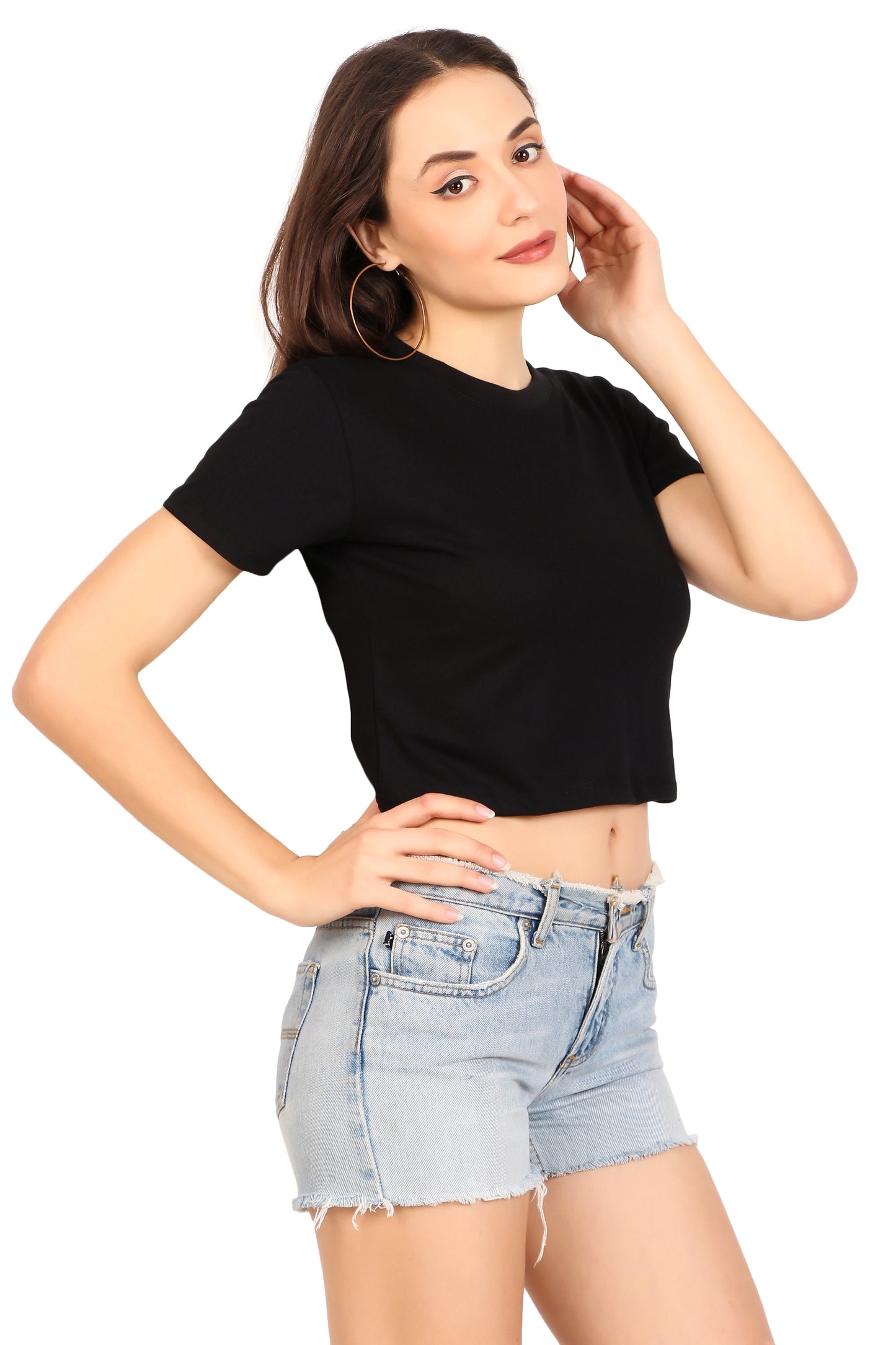 Basics -Black Crop Top 100% breathable Cotton