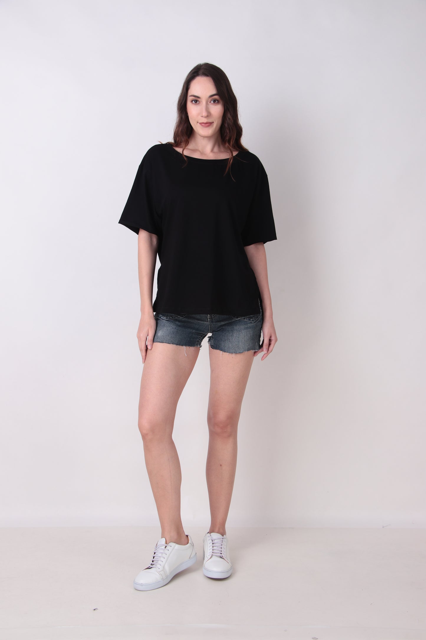 Basic Black Oversized Tee with a Side Slit