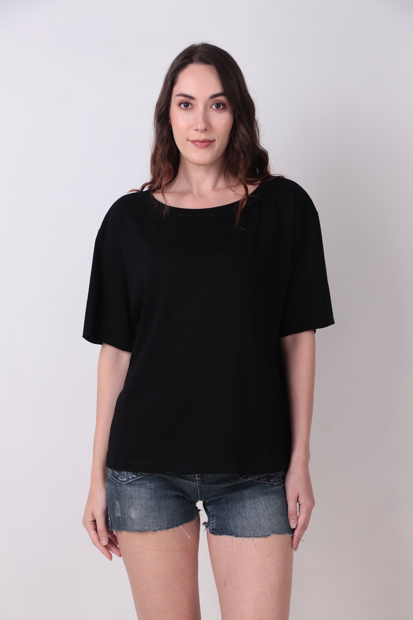 Basic Black Oversized Tee with a Side Slit