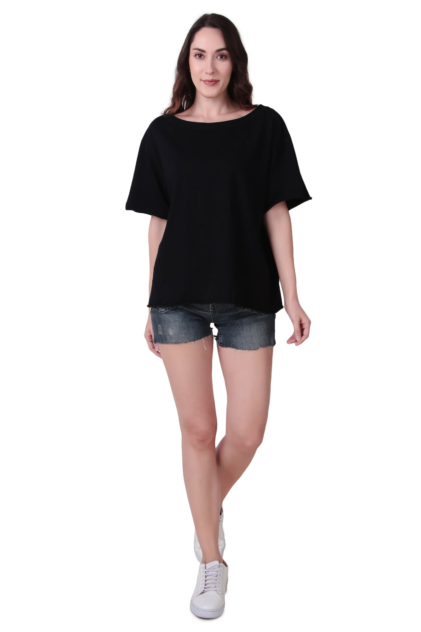 Basic Oversized T shirt with Boat Neck