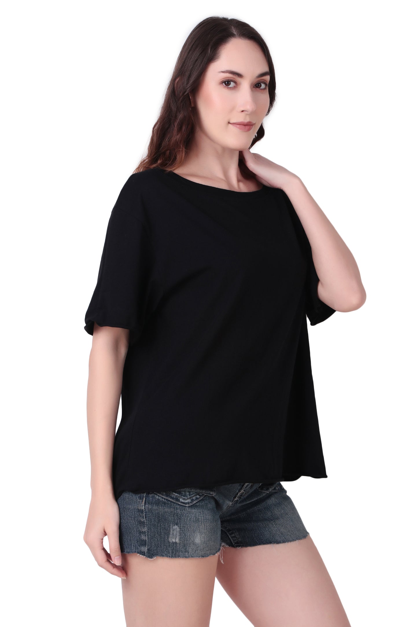 Basic Oversized T shirt with Boat Neck