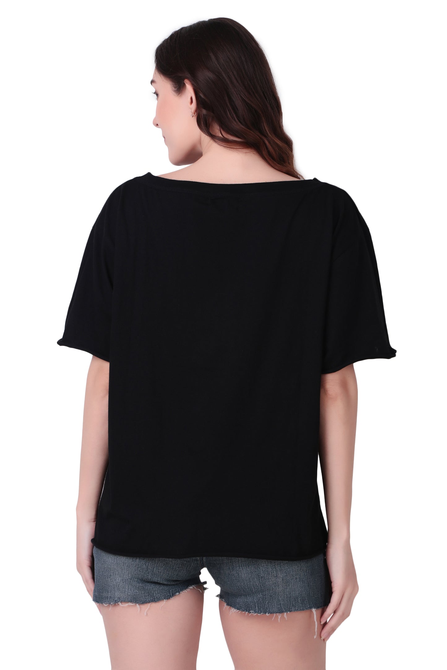 Basic Oversized T shirt with Boat Neck