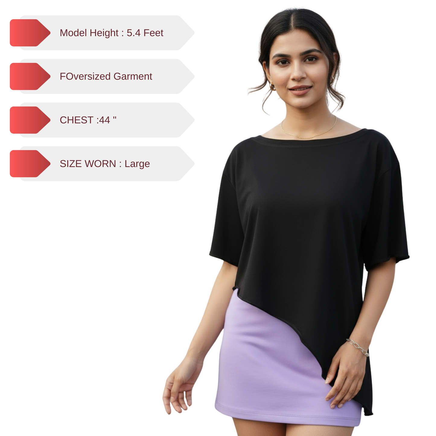 Basics - Oversized Asymmetric Slant Tee