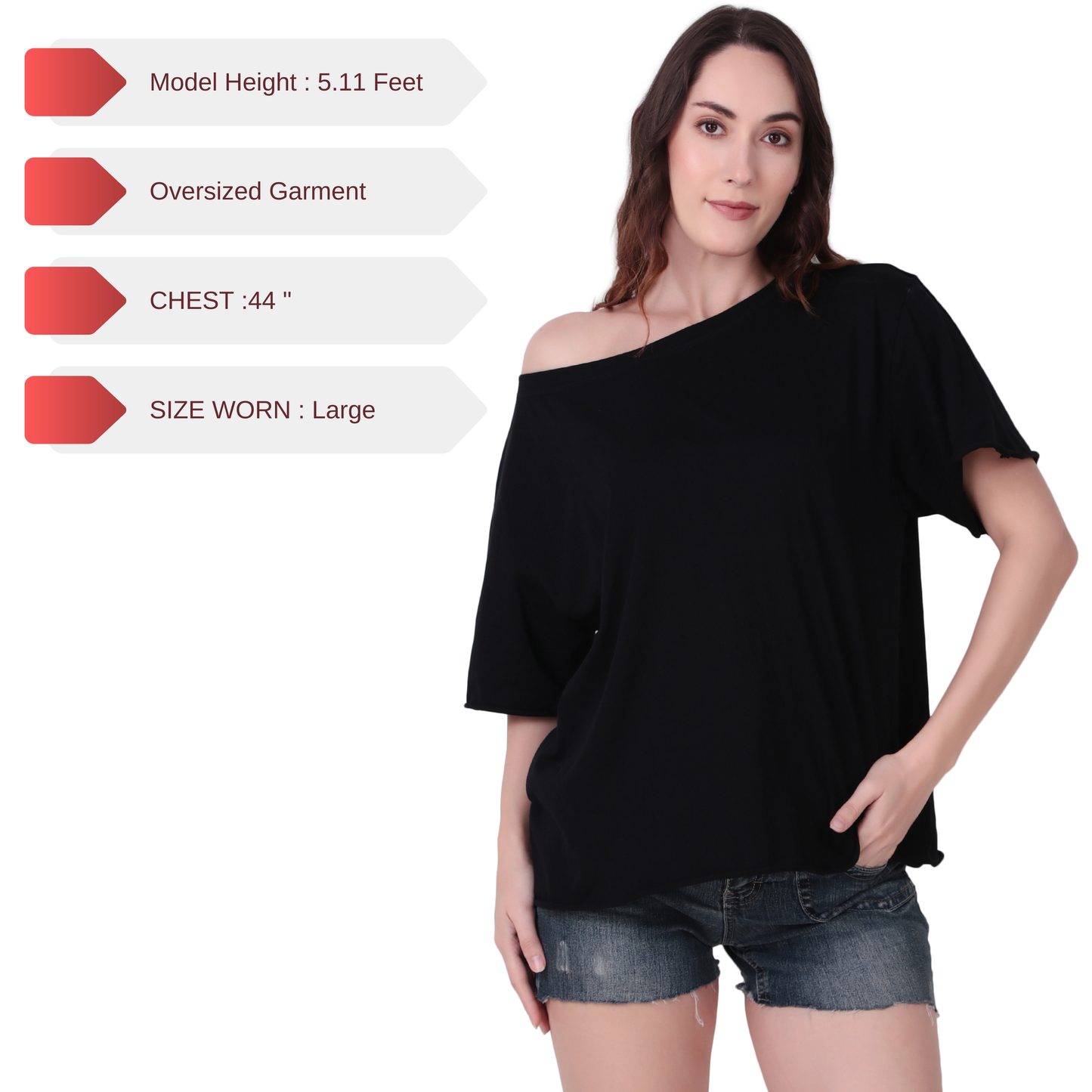 Basic Oversized T shirt with Boat Neck