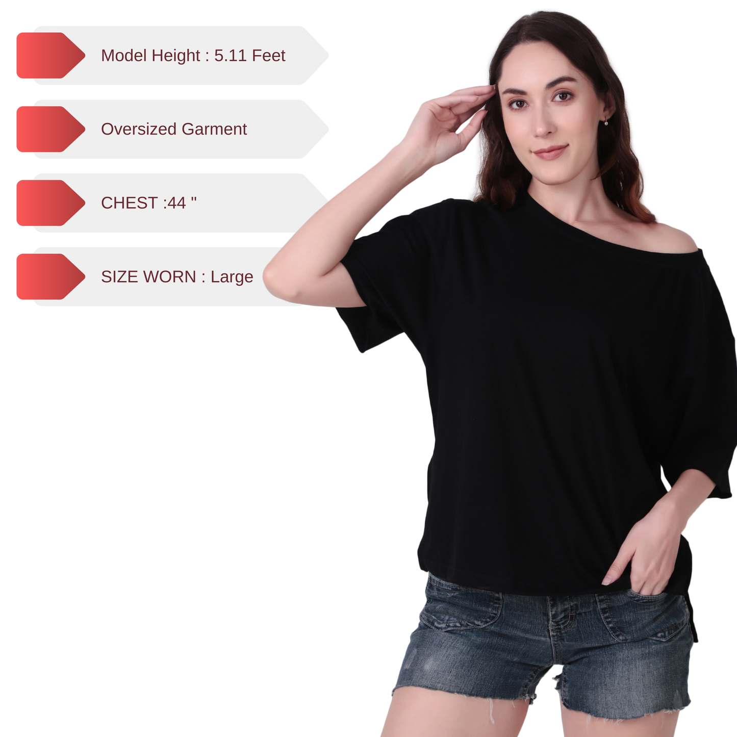 Basic Black Oversized Tee with a Side Slit