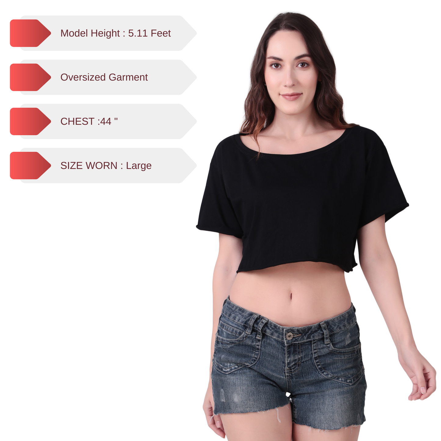 Basic Oversized Boat Neck Crop Top