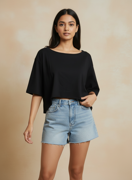 Oversized Tee with Short Front and long Back