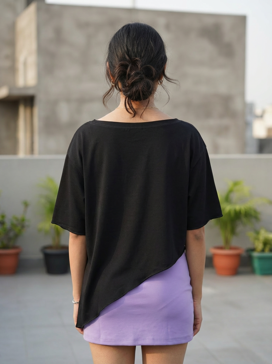 Basics - Oversized Asymmetric Slant Tee
