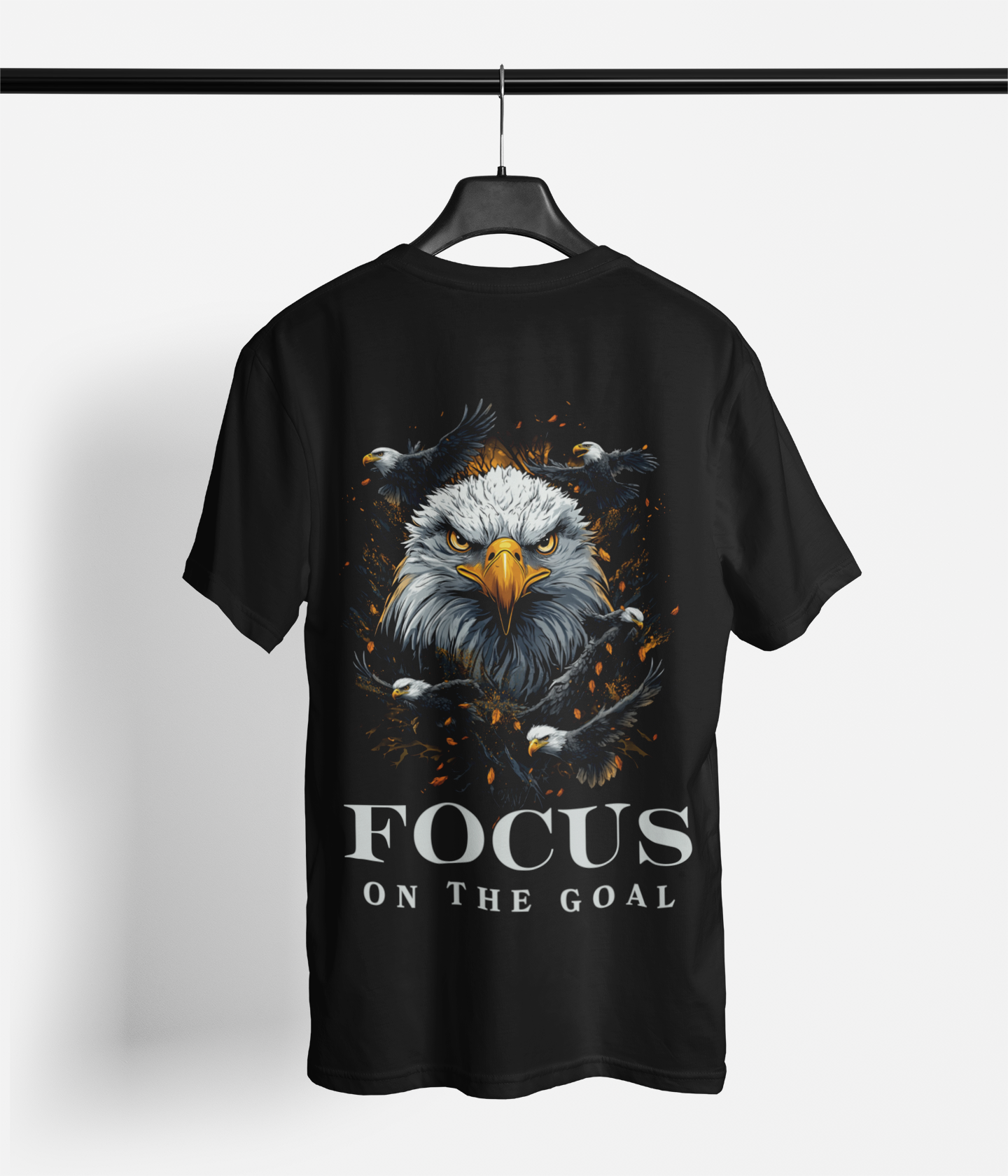 Eagle Focus on the Goal Black Oversize T Shirt_Half Sleeves_Men