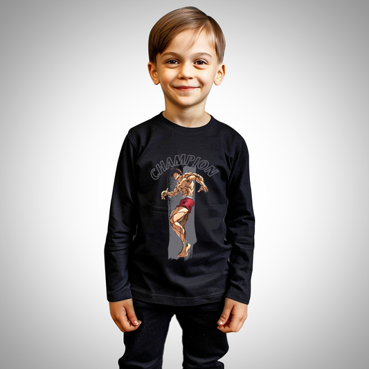 Baki RoundNeck_BlackfullSleeve_Kids_160basics