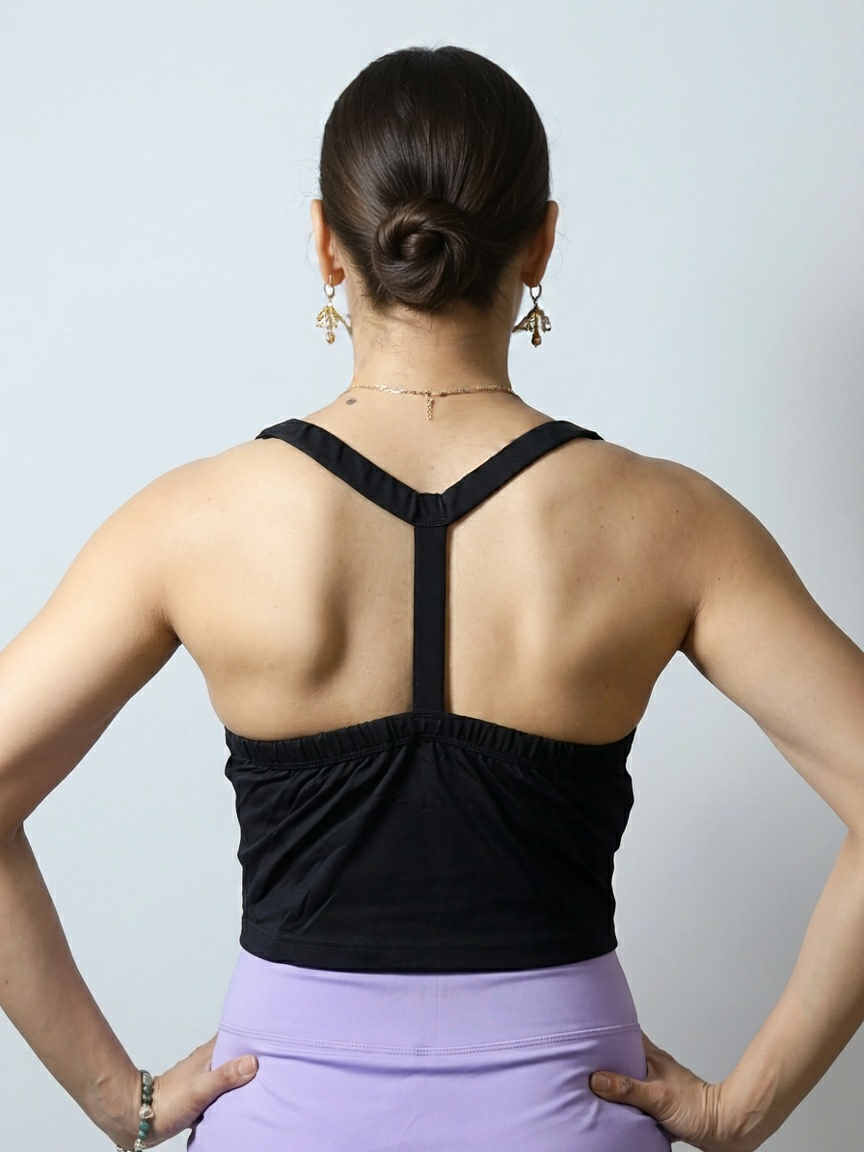 Basic Y Back Crop Top with a side Zipper