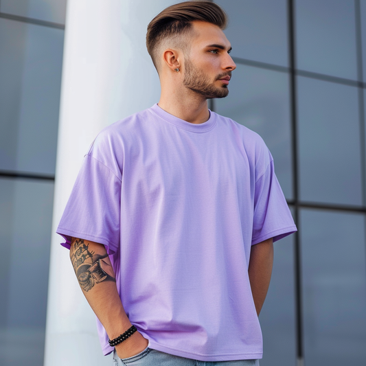 Lavender Oversize T Shirt_Half Sleeves_Men_220GSM