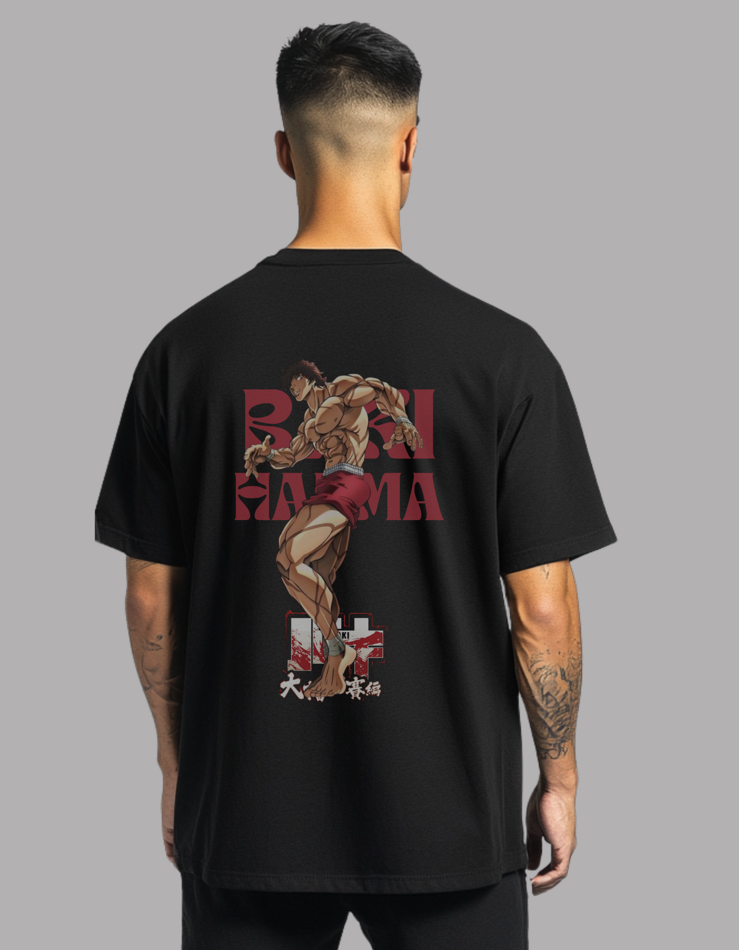 Baki Black Oversize T Shirt_Half Sleeves_Men_220GSM