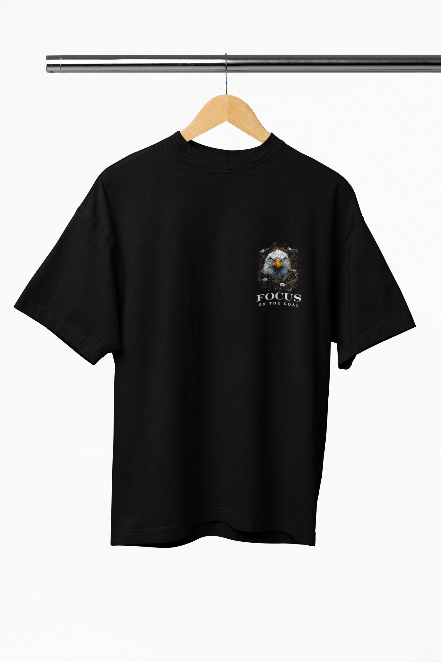 Eagle Focus on the Goal Black Oversize T Shirt_Half Sleeves_Men