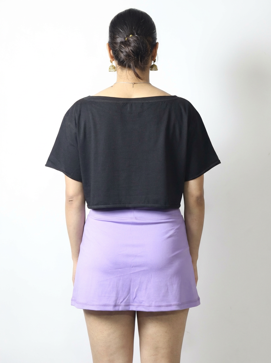 Basic Oversized Boat Neck Crop Top