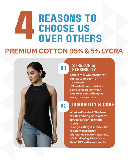 Halter Neck Asymmetric  Hem Tee